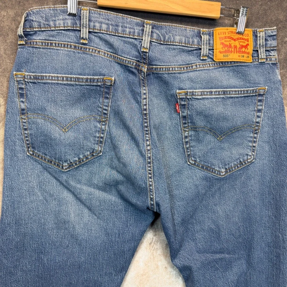 Levis 505 Regular Fit Jeans Mens Blue Regular 38x29 Denim Casual Classic